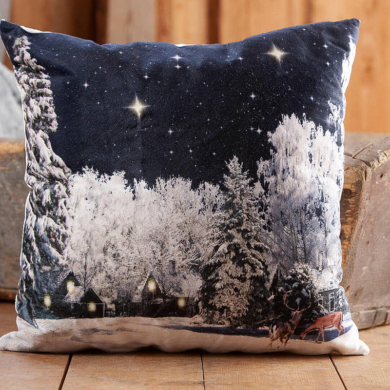 Hjemmepute 45x45 cm med LED-lys, naturlig motiv
