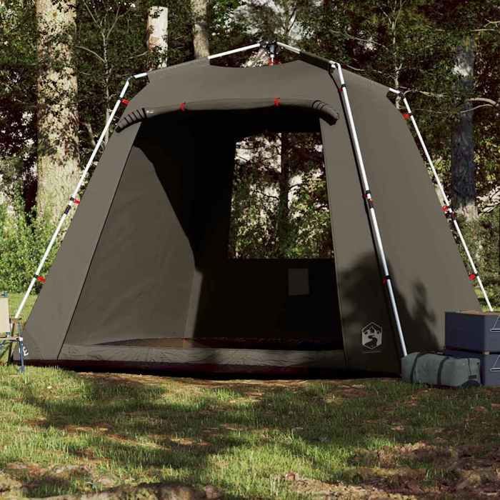 Tienda de campaña de pesca, camping, jardín o exterior vidaXL para 4 personas, color marrón, con sistema de liberación rápida. Modelo 4005330.