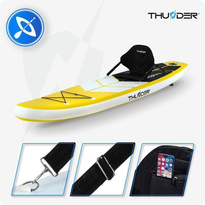 THUNDER® COAST YELLOW 320cm Paddleboard | Gonfiabile | PVC resistente | Accessori completi | Giallo | Per touring