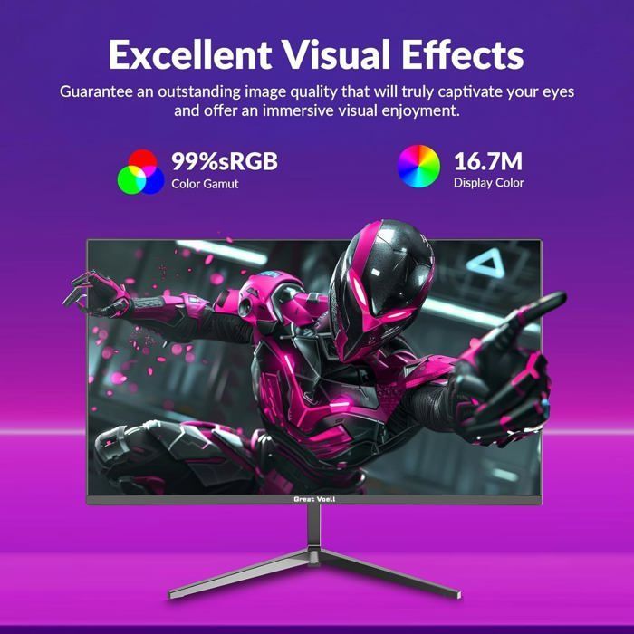 Monitor curvo para PC de 24 pulgadas - ZGEER - 100 Hz - HDR10 - 1920x1080 - FreeSync - VA - Relación de contraste 4000:1 - Negro - HDMI