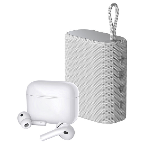Ακουστικά μέσα στο αυτί και ηχείο Bluetooth, λευκά