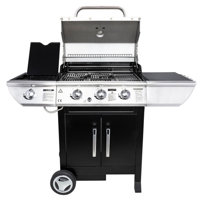 Gas barbecue - SOMAGIC - BALTIMORE - 3 burners - Side burner - Enameled cast iron griddle and cooking grates