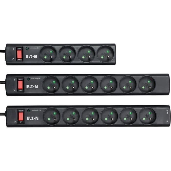 Régua de Tomadas/Protetor contra Surtos - EATON Protection Strip 4 FR - PS4F - 4 tomadas francesas - Preto
