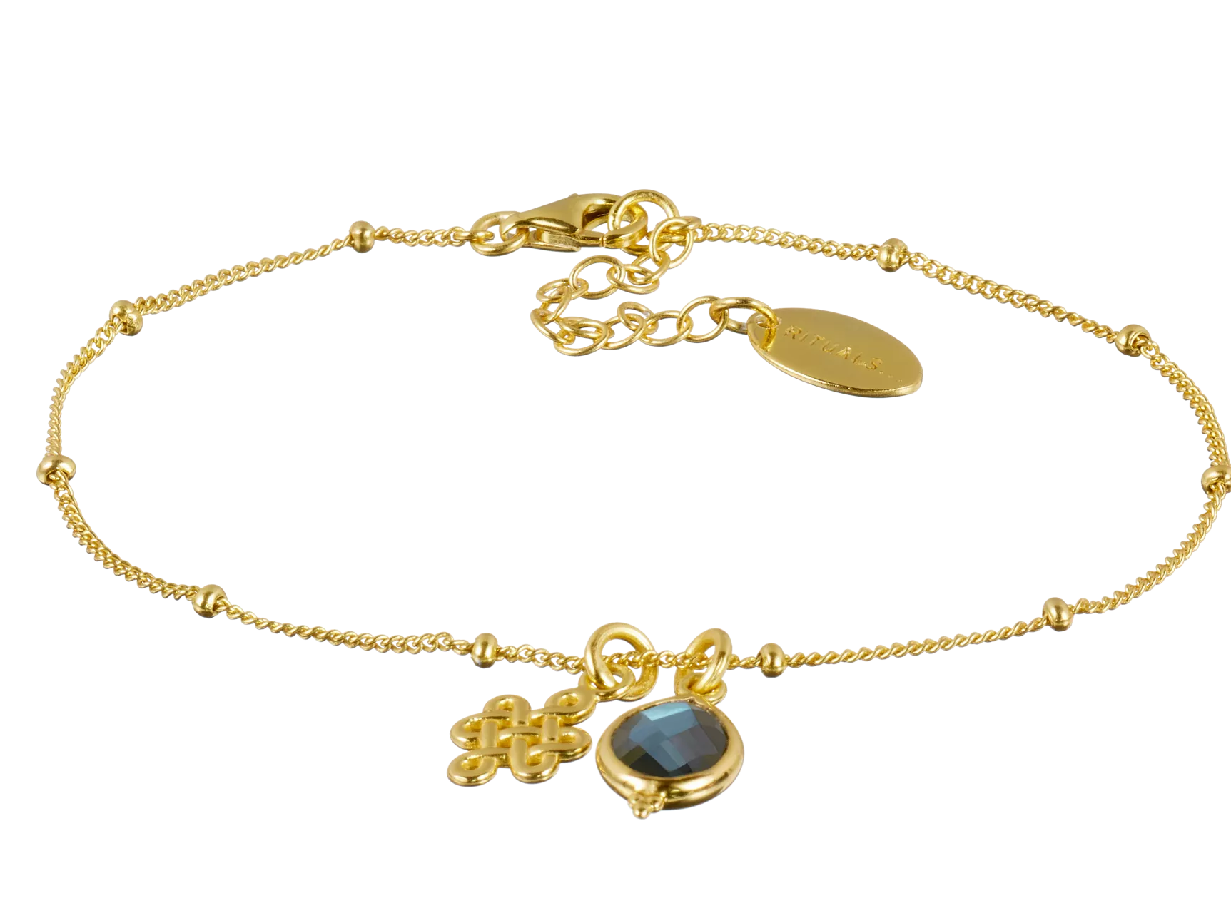 Pulsera con colgante infinito de labradorita chapada en oro