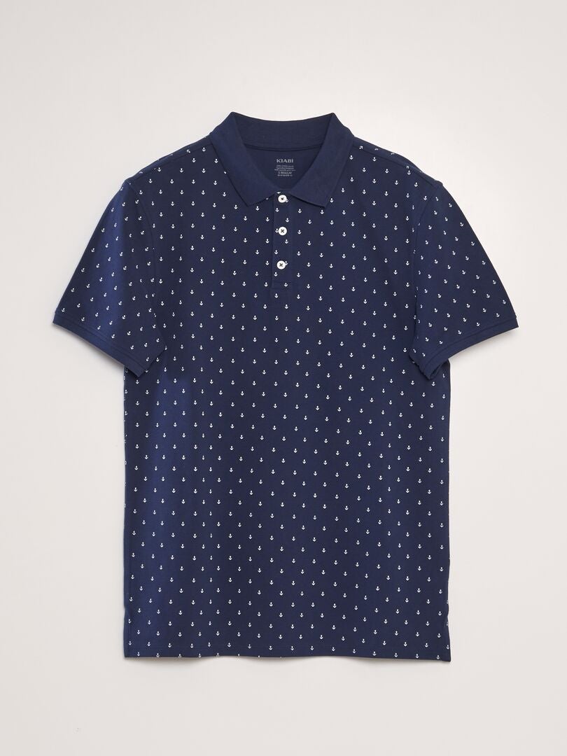 Polo shirt met patroon - BLAUW
