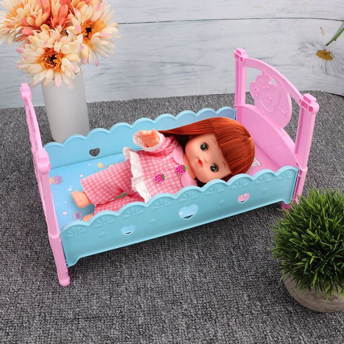 Grazioso lettino per bambole in miniatura, culla, mobili, casetta per bambini, giocattoli, accessori