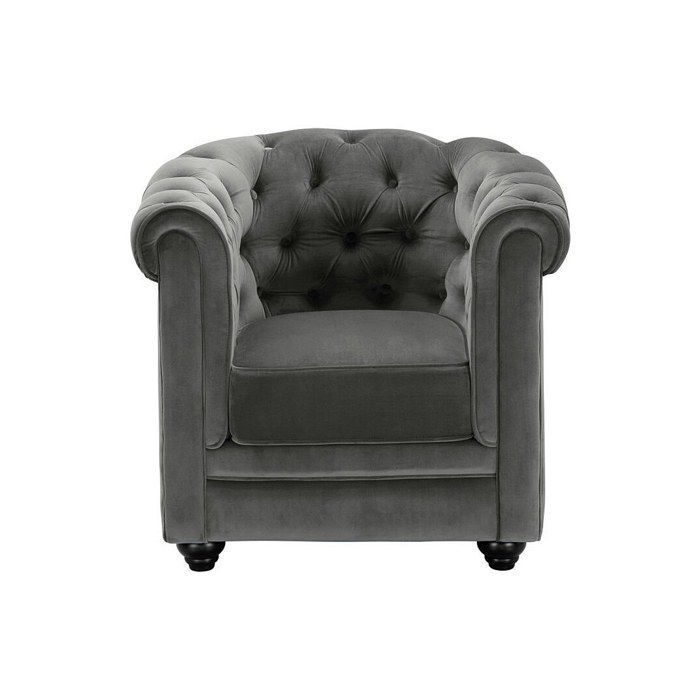 Divano a 3 posti e 2 poltrone CHESTERFIELD - Velluto antracite