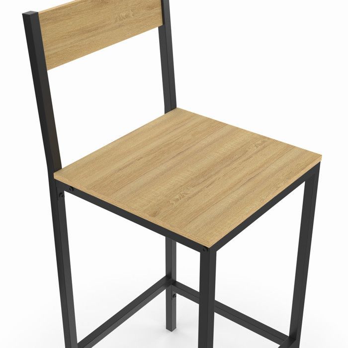IDMARKET Lot de 2 tabourets de bar DETROIT avec dossier chaise de cuisine design industriel