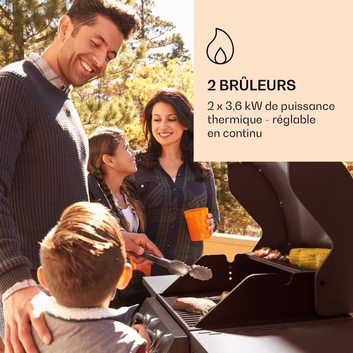 Barbecue à Gaz - KLARSTEIN - 4 Brûleurs - 14400W - Acier Inoxydable - Design Élégant