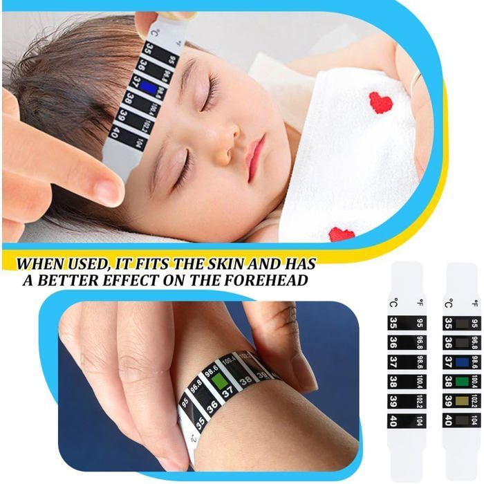 11 tiras termométricas para la frente, tiras termométricas para la frente para bebés y niños para controlar la temperatura del bebé.