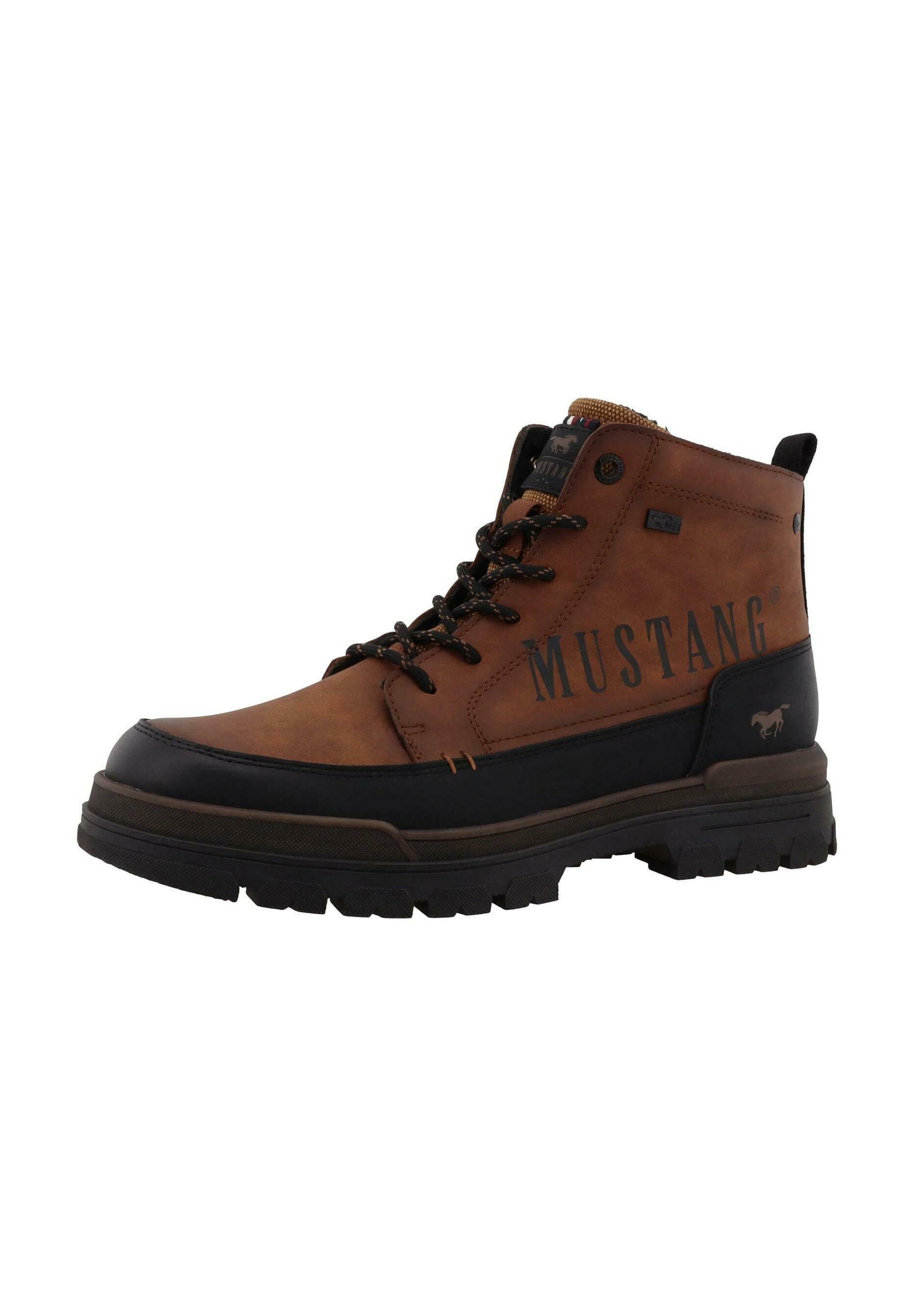 Mustang Sznurowane botki do kostki - koniakowe