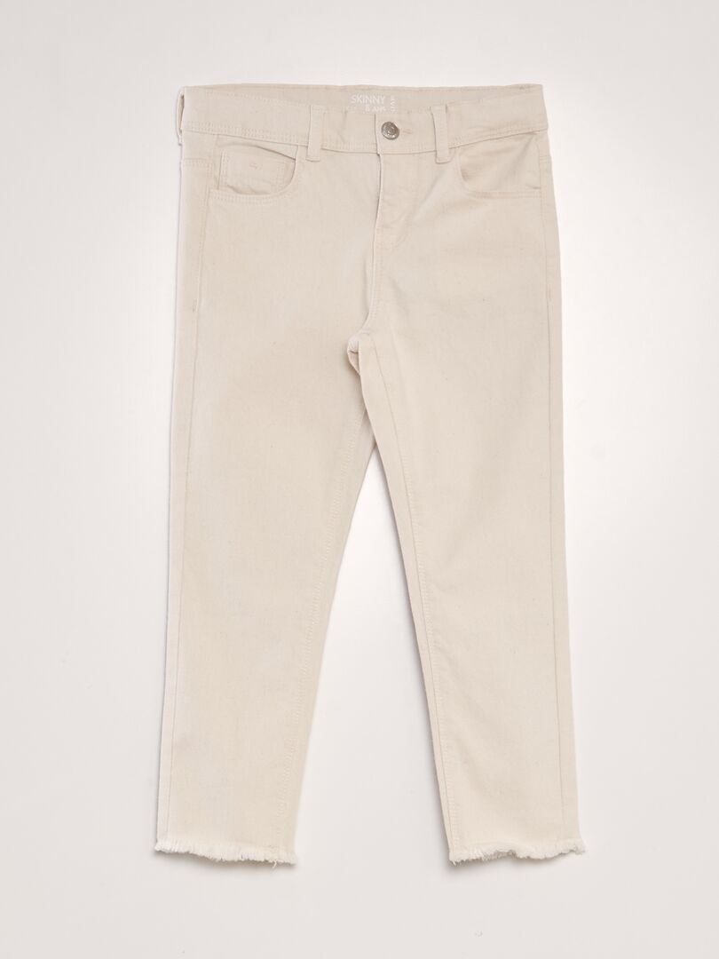 Skinny capri broek met hoge taille - BEIGE