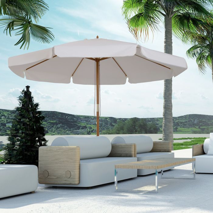 Outsunny - parasol - Bois - 325x325x250cm - Crème