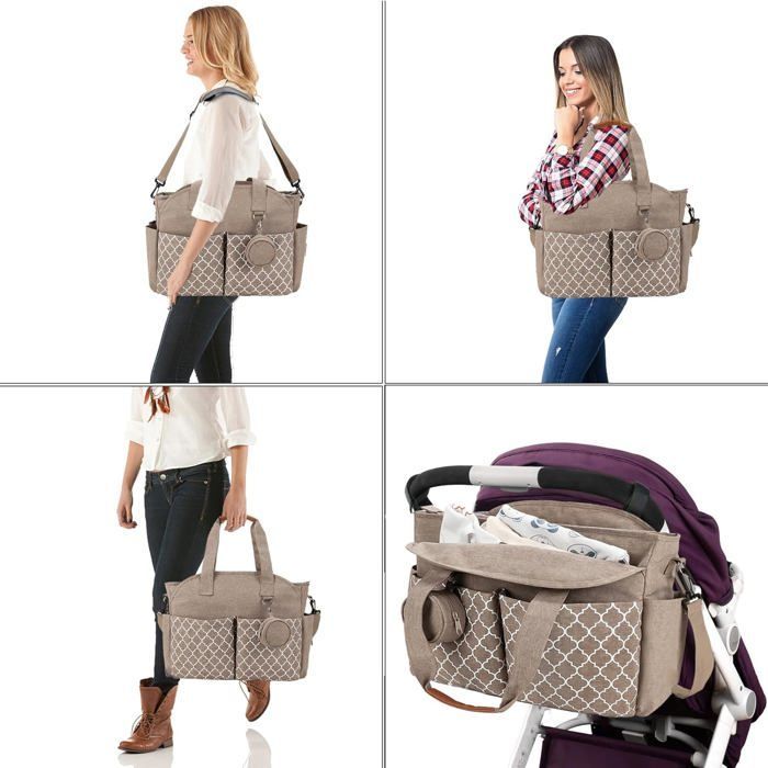 Borsa fasciatoio per neonati, 13 tasche, scomparti multipli, borsa maternità, borsa fasciatoio da viaggio con tracolla, beige