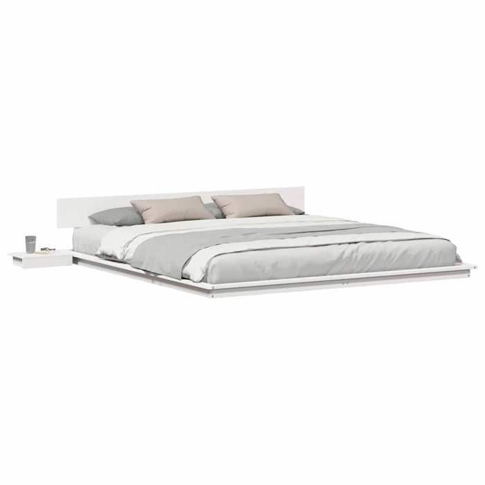 Cama doble CHIC para adultos - Estructura de cama de 200 x 200 cm, color blanco, madera #Sara90265