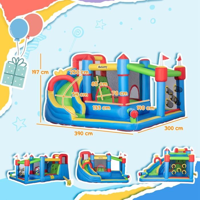 Outsunny - Inflatable Castle - Polyester - 390x300x197cm - Multicolored