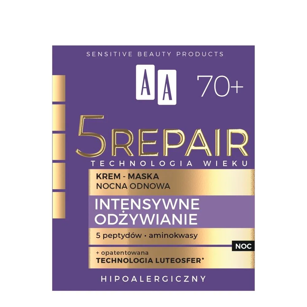 AA Technologia Wieku Intensywne Odżywianie 70+ - Krem-maska nocna odnowa 50ml