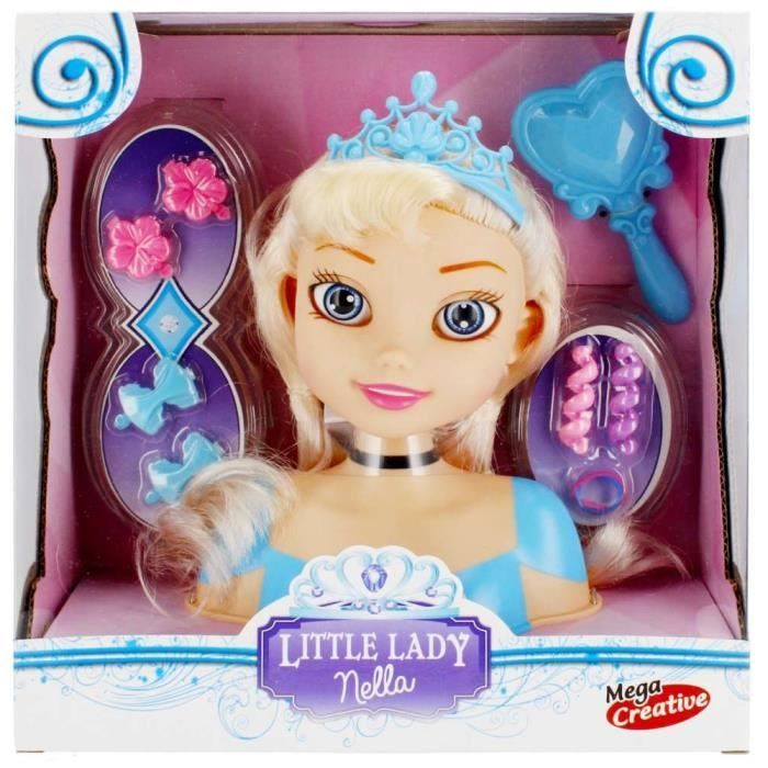 Coiffeuse et tête coiffante poupée Little Lady Nella - Mega Creative - Jouet en plastique - Accessoires inclus