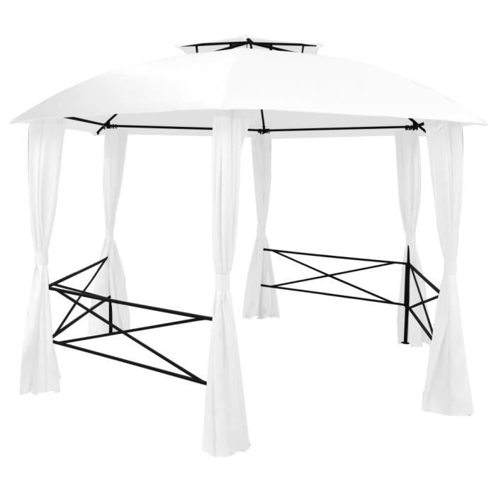 Carpa/Gazebo impermeable LIFE© para fiestas - Pabellón de jardín/Barnum con cortinas 360x312x265 cm Blanco 180 g/m² EU76409