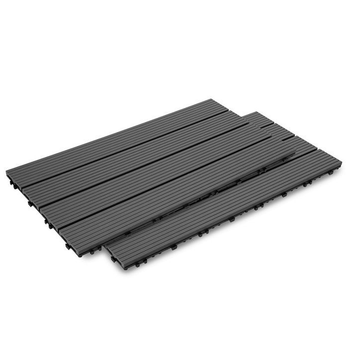 Placas de deck compostas - Daromigo - 30x60 cm - Pacote com 24 peças - Antracite - Antiderrapante - Inquebrável