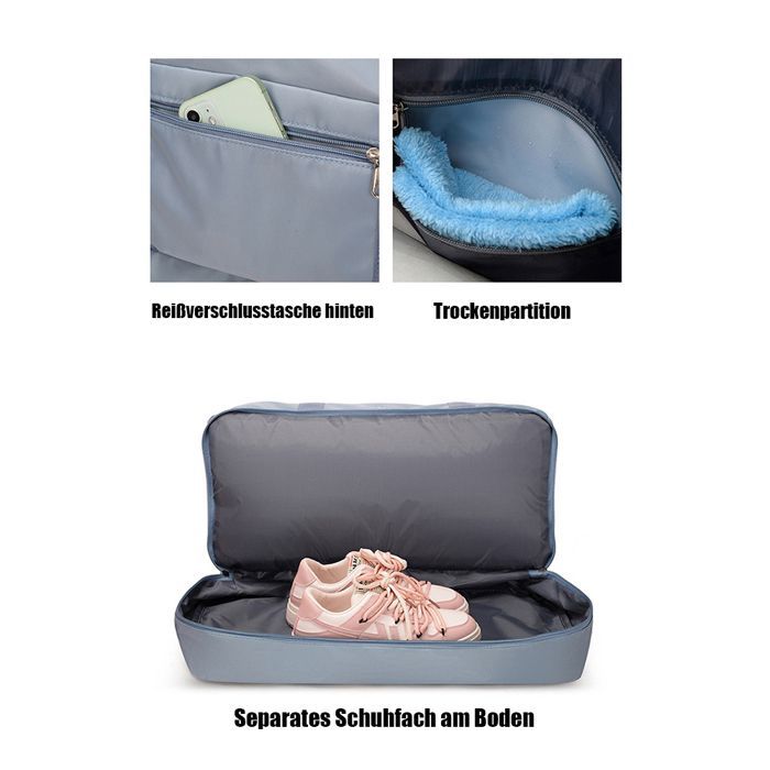 Bolsa deportiva - GIGICIAL - Plegable - Compartimento para zapatos - Compartimento para ropa mojada - Repelente al agua