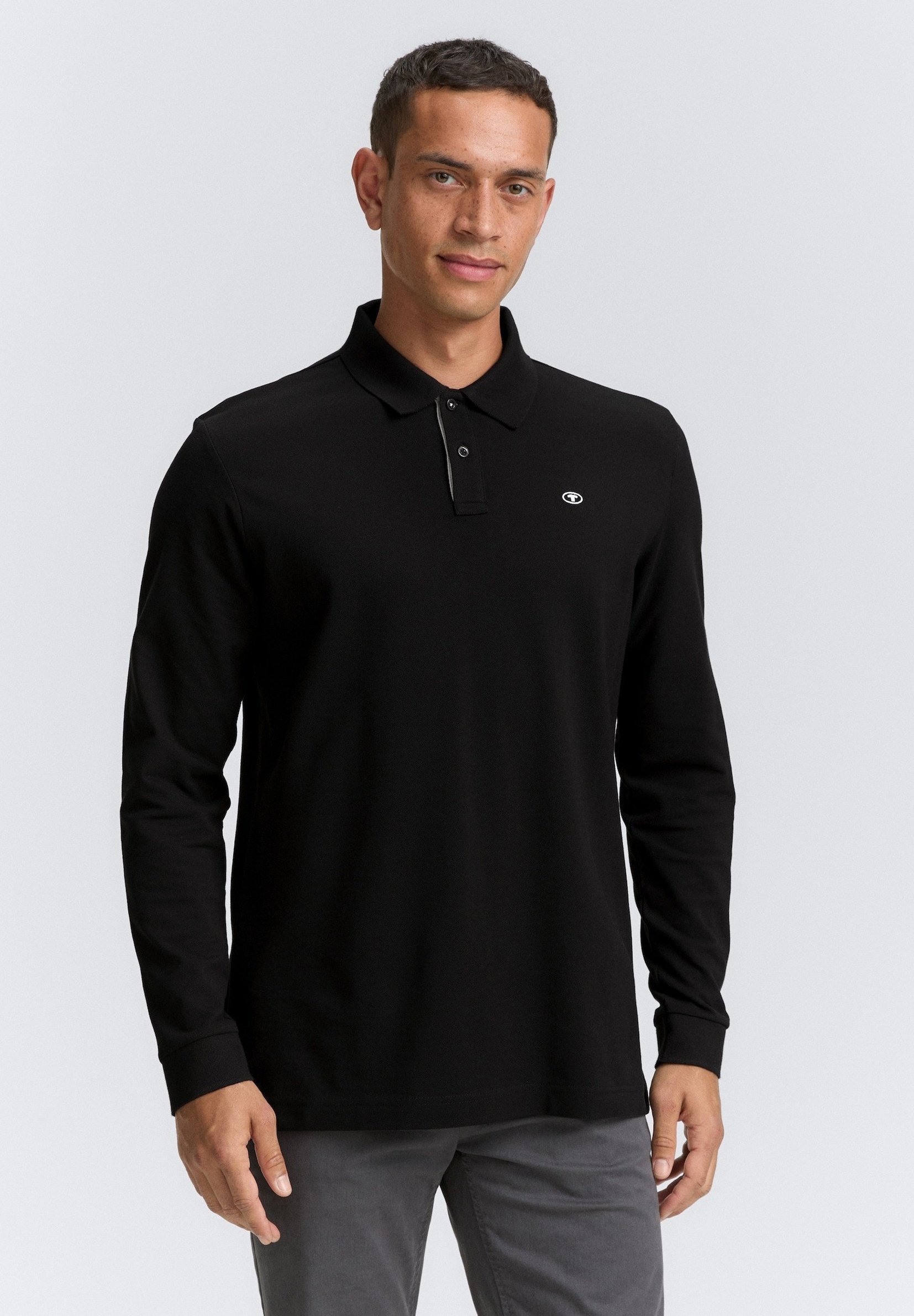 TOM TAILOR MET CONTRAST - Top met lange mouwen - zwart