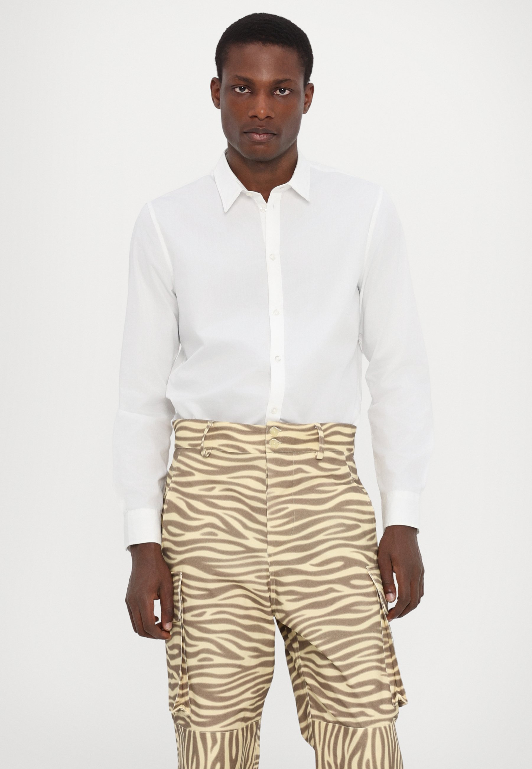 Pantalon imprimé zèbre BlueMarble - Beige