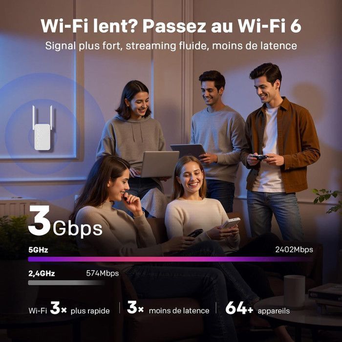 STRONG-REPEATER AX3000 - WiFi Access Point Repeater 6 Booster - Up to 3 Gbps - Up to 223 m² - Compatible with all routers