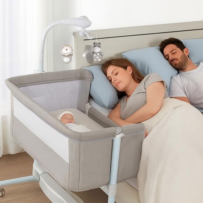 BEBE2LUXE IDream Deluxe: Electric co-sleeping crib with rocking, music, timer, and remote control. Adjustable, comfortable, and