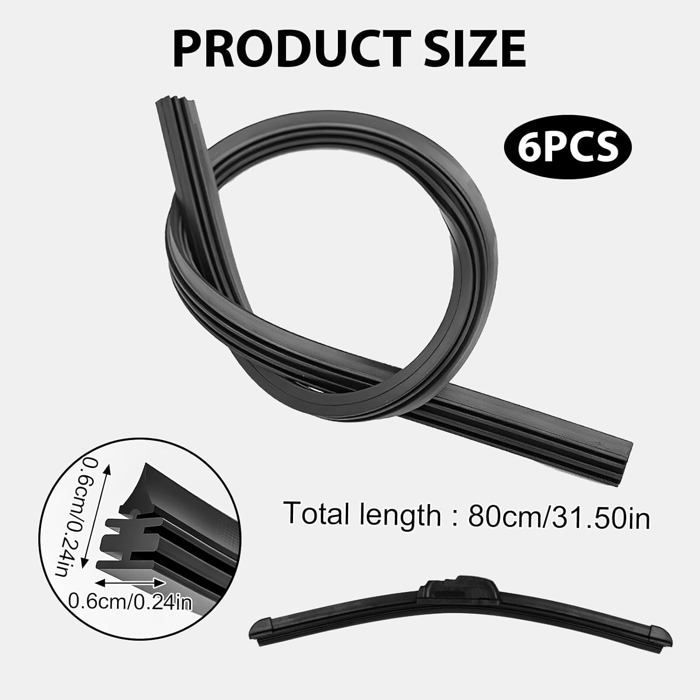 6 escobillas limpiaparabrisas de goma de 800 mm, repuesto universal delantero y trasero, compatibles con todos los vehículos.