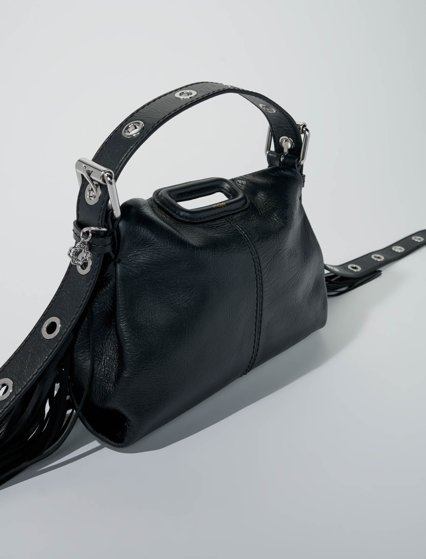 Miss M mini piele crăpată - Negru