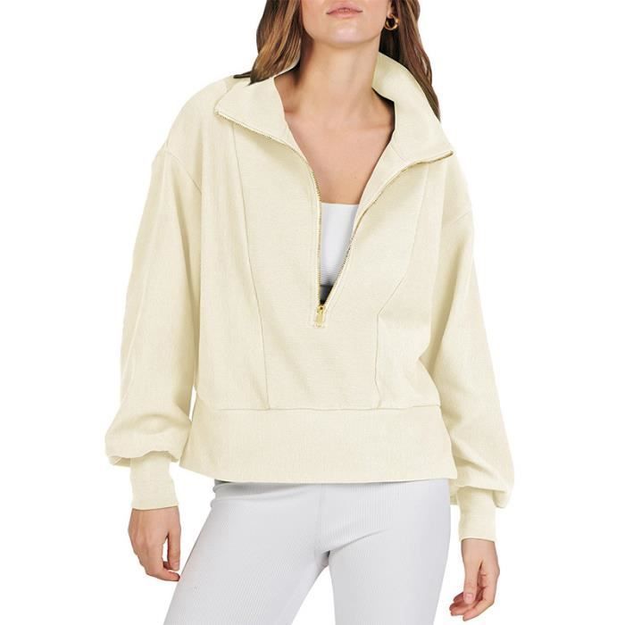 Sudadera de mujer - FONDUPIN - Manga larga - Cuello con cremallera - Amarilla