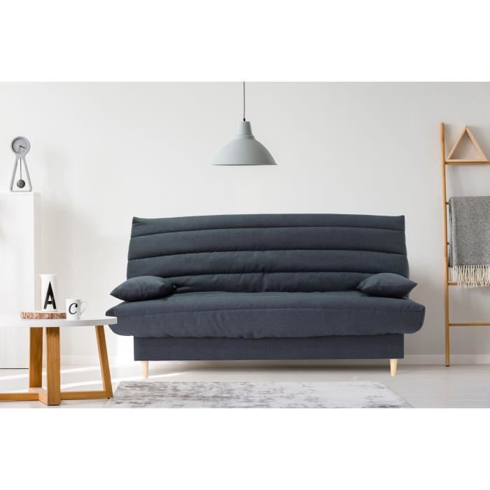 Divano letto a 3 posti - grigio - Superficie letto 125x190 cm - Con cuscini