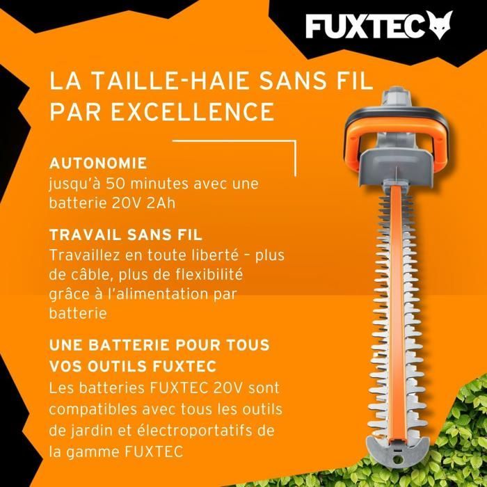 Cortasetos a batería - FUXTEC FX-E1HS20 - 20 V, cuchilla de 52 cm - Batería y cargador no incluidos