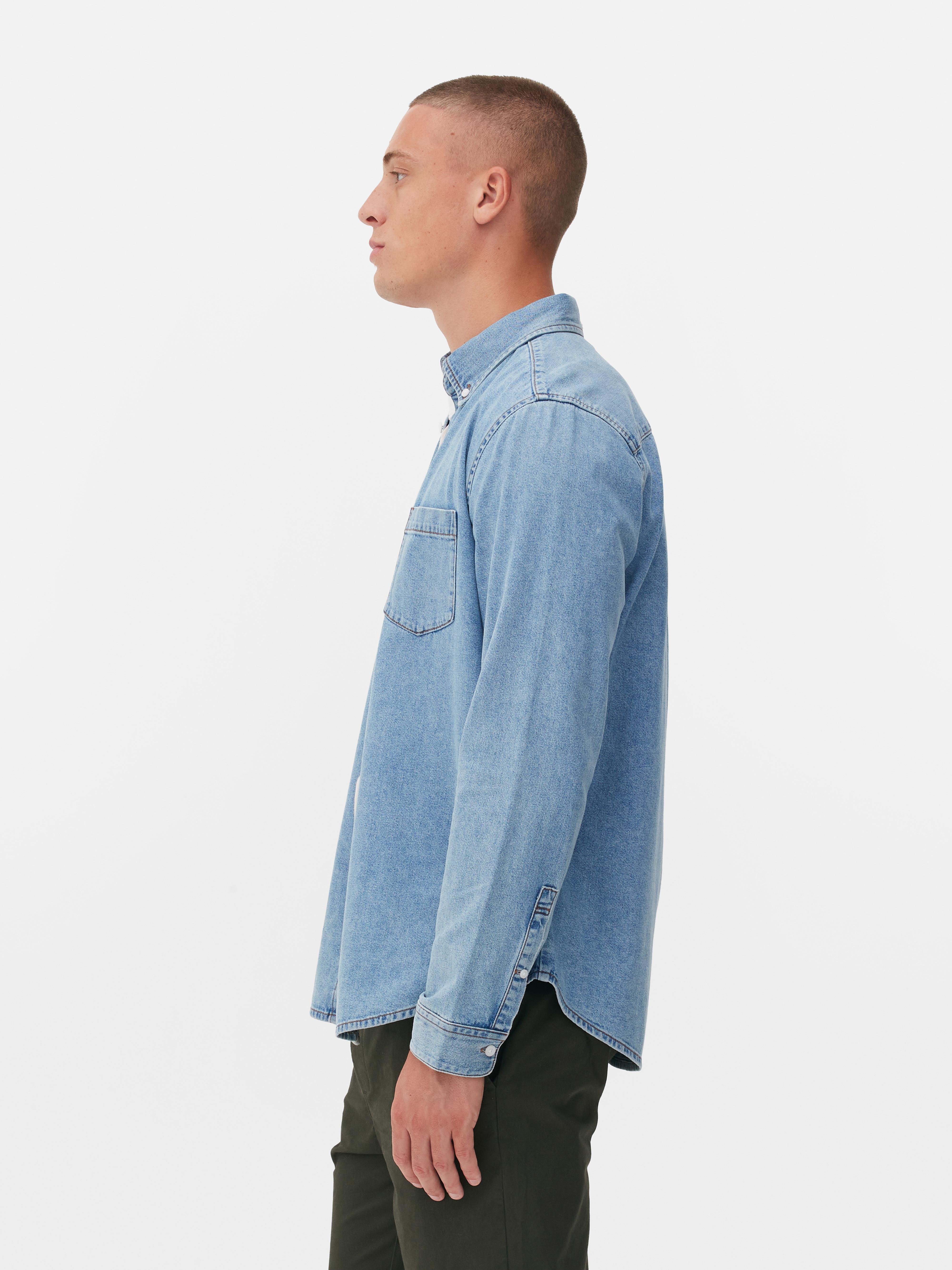Cămașă cu mânecă lungă din bumbac twill Cămașă casual din bumbac twill cu mânecă lungă și închidere cu nasturi