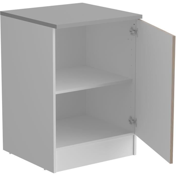 Mobile basso OSLO con 1 anta + piano di lavoro - Finitura rovere Jackson - L 60 x P 60 x H 86 cm