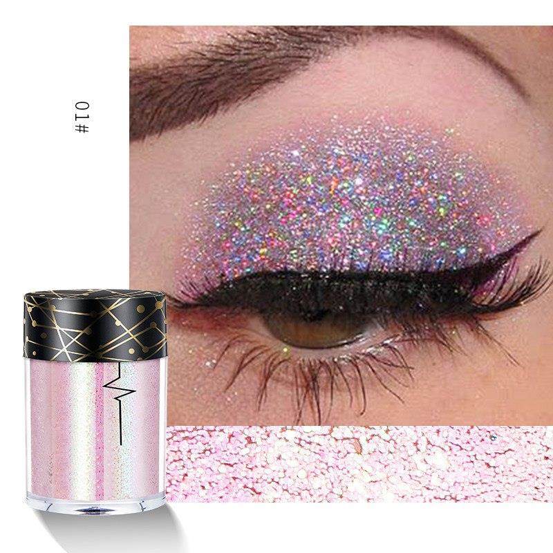 Sombra para olhos com lantejoulas holográficas brilhantes, pigmento cintilante, tatuagem, glitter para lábios, unhas e corpo, pó para maquiagem de olhos para festas e festivais.