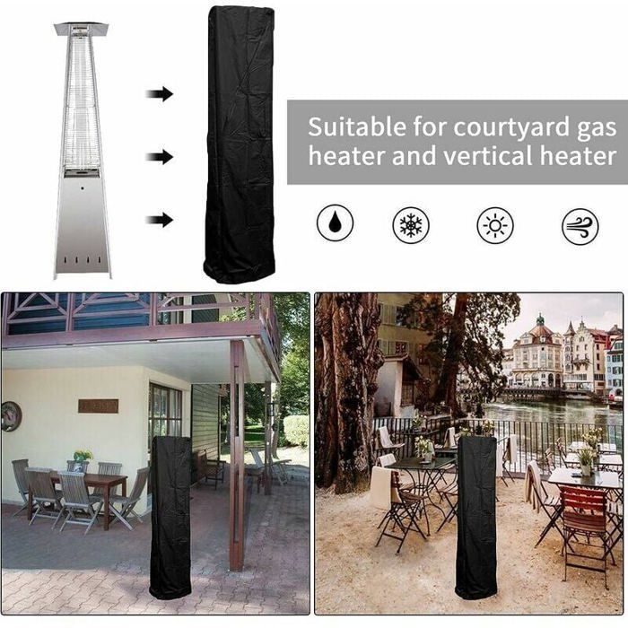 Funda para calefactor de exterior - PZCC - 221 x 53 x 61 cm - Impermeable - Resistente a los rayos UV - Resistente al desgarro