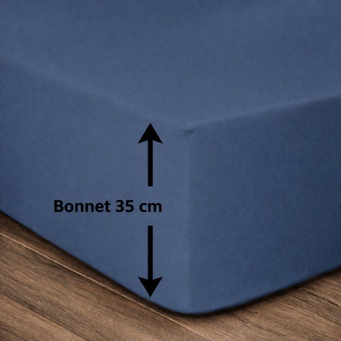 LOVELY HOME Lenzuolo con angoli elasticizzati - 140 x 190 + 35 cm - 100% cotone - Blu