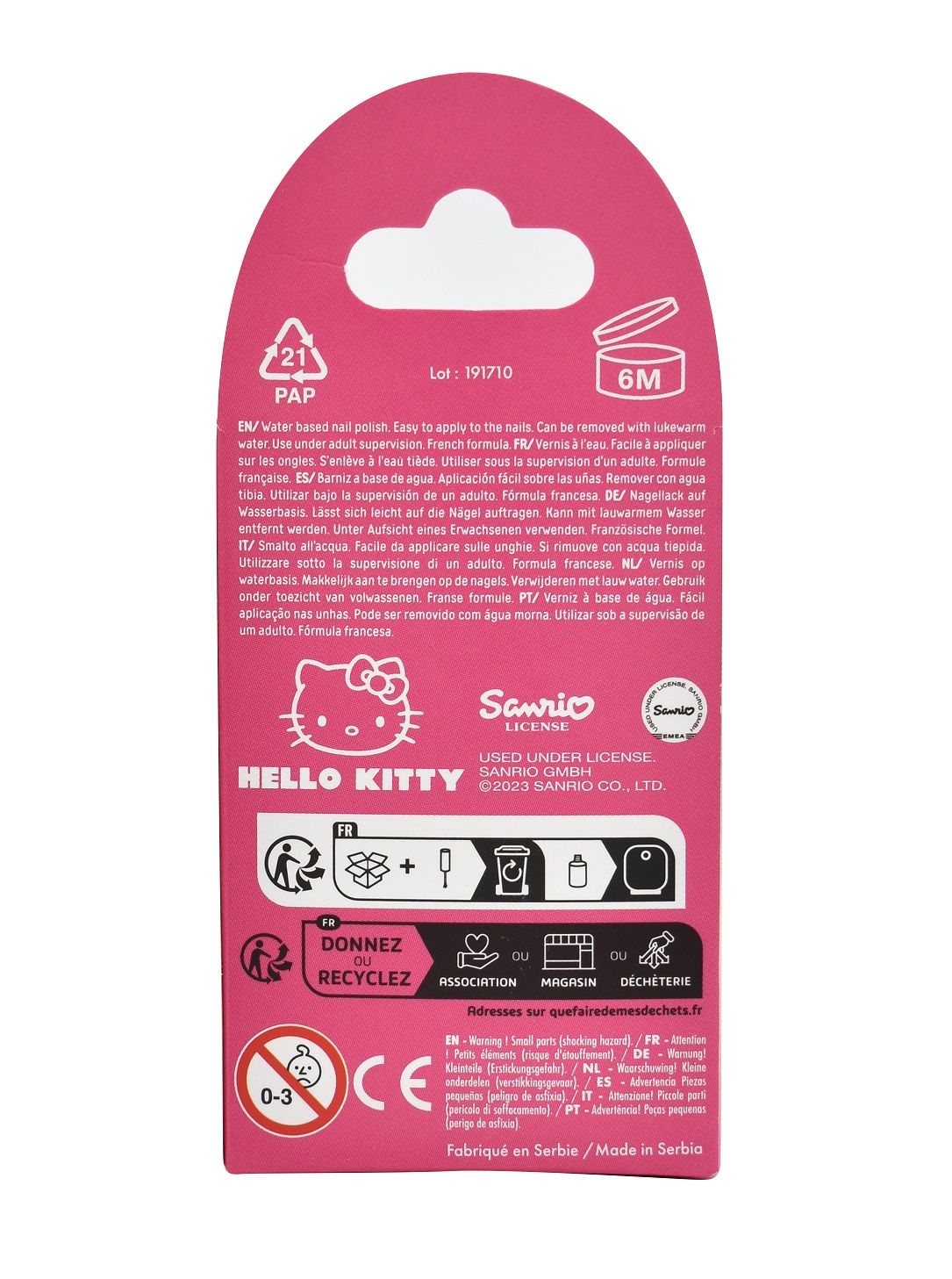 Lak za nohte na vodni osnovi Hello Kitty Laki za nohte