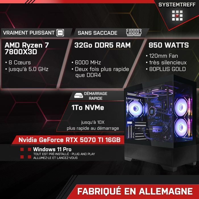 PC-gamer - AMD Ryzen 7 7800X3D - Nvidia GeForce RTX 5070 TI 16 GB - 32 GB RAM - 1 TB M.2 NVMe - Windows 11 - WiFi-46