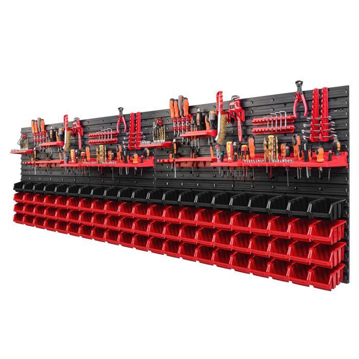 Mur d'établi - BOTLE - 230x78 cm - 84 conteneurs - 8 planches modulaires - Supports inclus