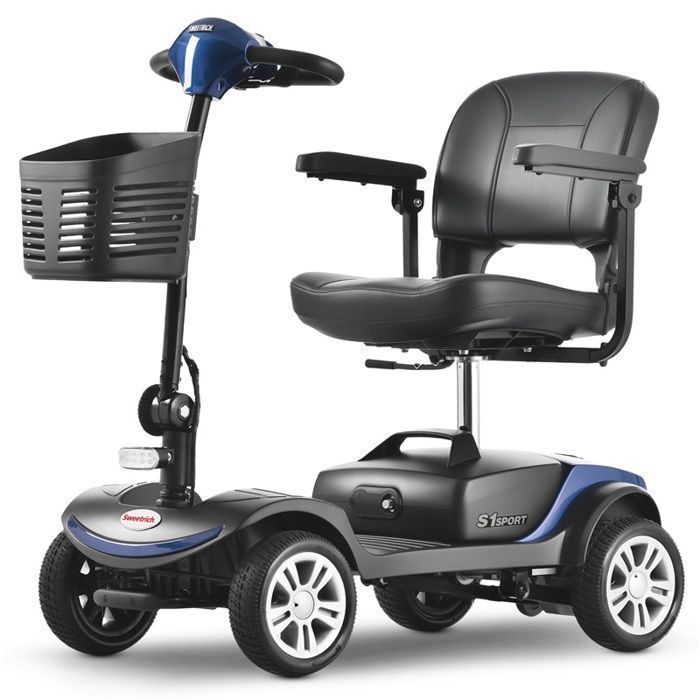 Patinete eléctrico SWEETRICH S1-Sport, azul, frenos inteligentes, ruedas antivuelco, absorción de impactos, fácil manejo.