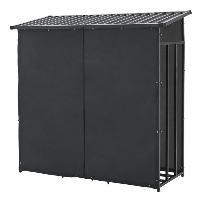 Abri-bûches couvert acier 185 x 180 x 70 cm noir