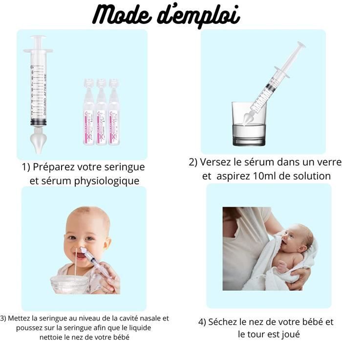 Kit de 2 jeringas nasales para la limpieza de los senos nasales de bebés y niños, regalo para el registro de bebés, accesorio para el cuidado de la higiene nasal.