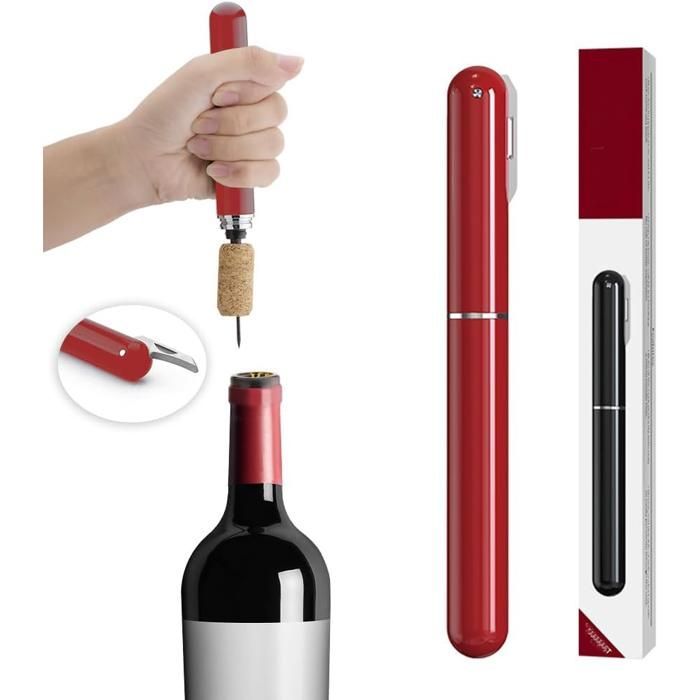Sacacorchos neumático con cortador de cápsulas: abre botellas sin esfuerzo y conserva los corchos. Fácil de usar.