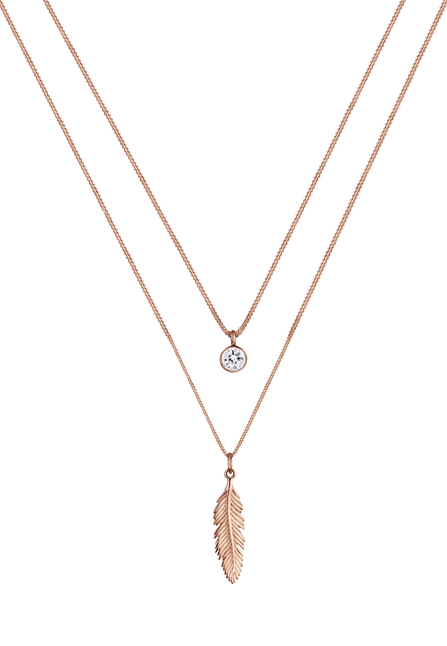 Elli Femmes Plume Boho avec Cristal en Argent Sterling 925