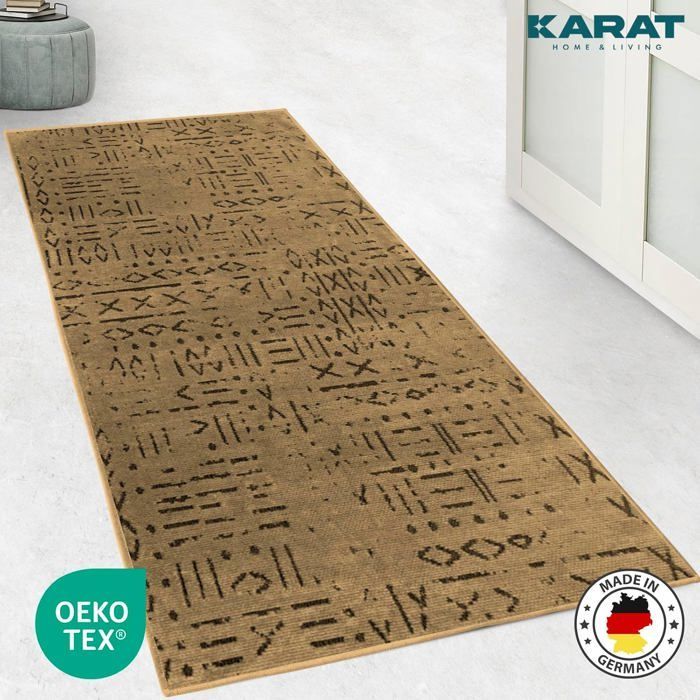 Tapis de couloir à motif avec tissage Jacquard, Vena, Beige 80 x 150 cm