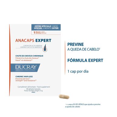 Ducray Anacaps EXPERT lėtinio plaukų slinkimo maisto papildas 90 kapsulių