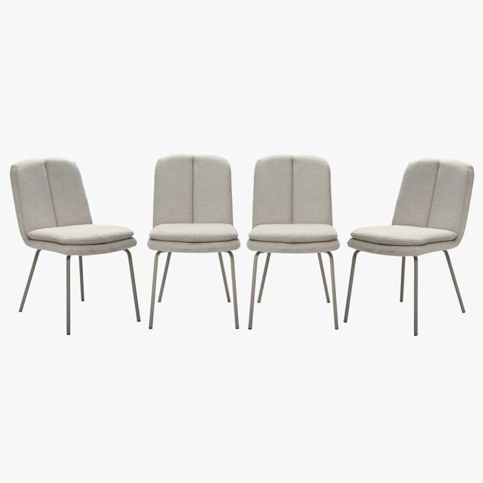 CALICOSY - Lot de 4 chaises en tissu et pieds en métal beige H85 cm - LYSA - Beige